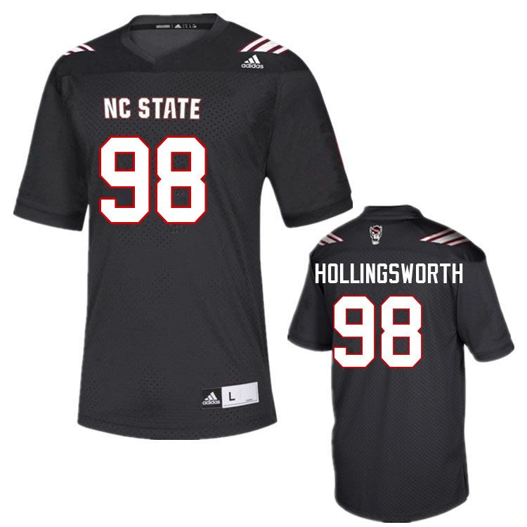 Men #98 Aiden Hollingsworth NC State Wolfpack College Football Jerseys Sale-Black